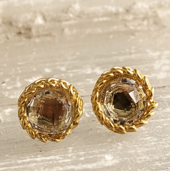 11.6 Carats Natural Prasiolite Green Amethyst Stud Earrings In 24k Gold Plated - Picture 2 of 4